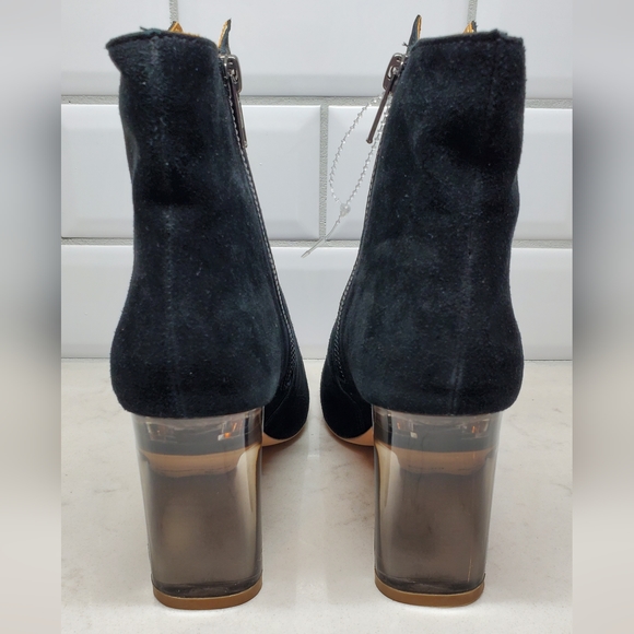 Bill Blass Inez Black Suede Clear Heel Booties Boots (Size 6 US) - NWOT - Picture 3 of 10